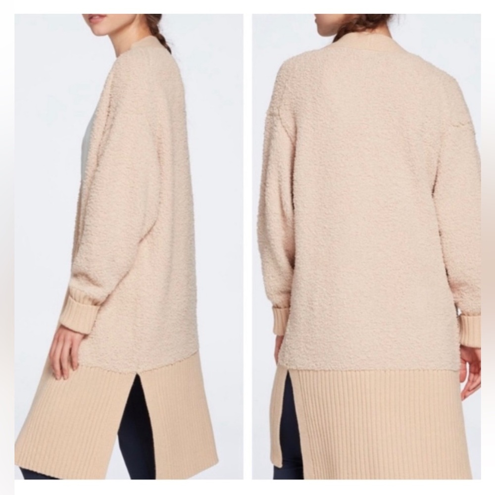Calia Sherpa Ribbed Duster Cardiagn Tan Brown Teddy Small